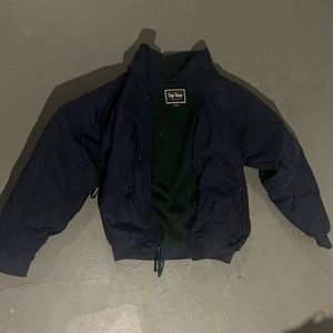 Oversized puffy bomber jacket navy blue